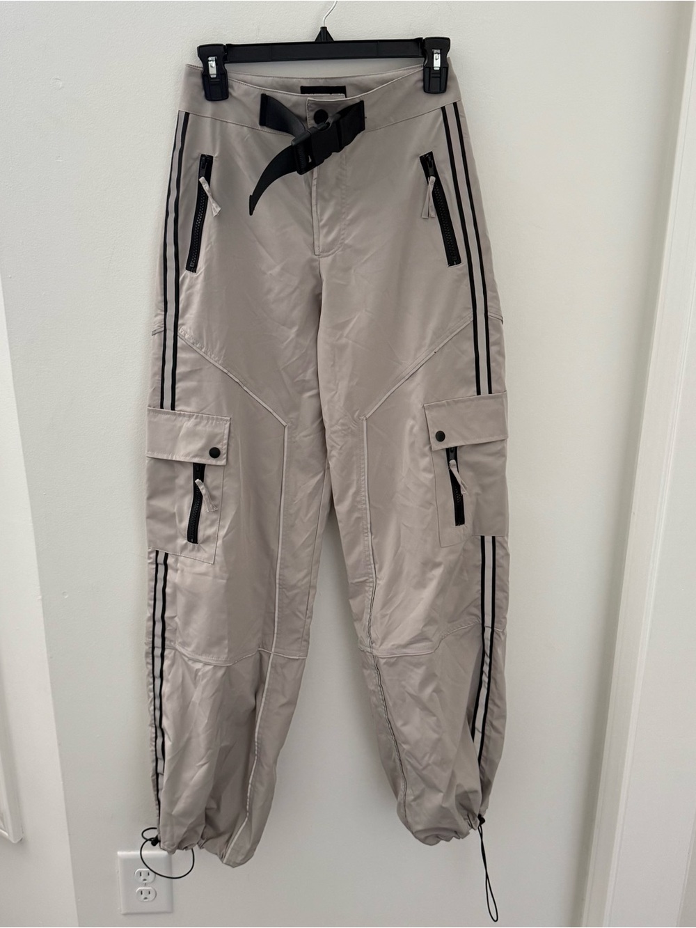Poster Girl by Dolls Kill Parachute Pants Y2K Reflective Gray XXS Silver
